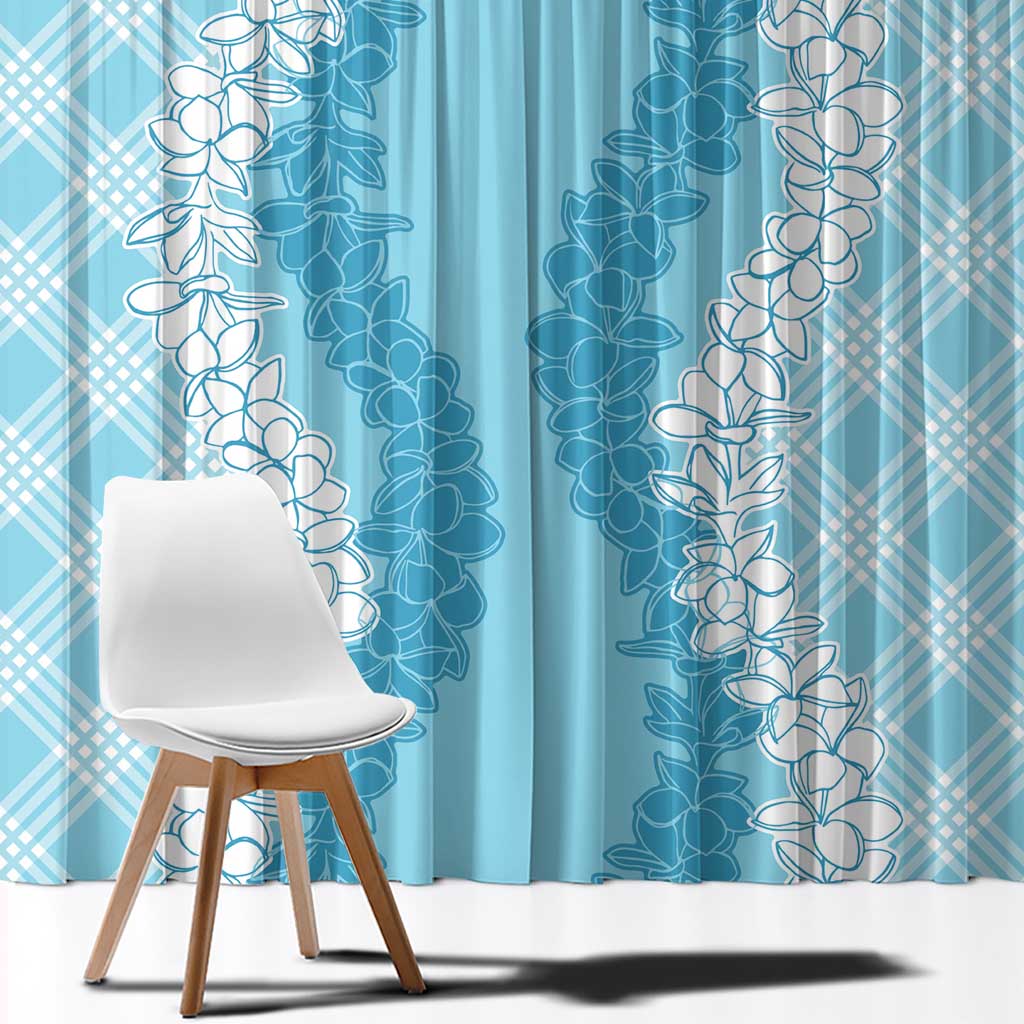 Hawaii Aloha Plumeria Lei Turquoise Palaka Window Curtain LT7 - Polynesian Pride