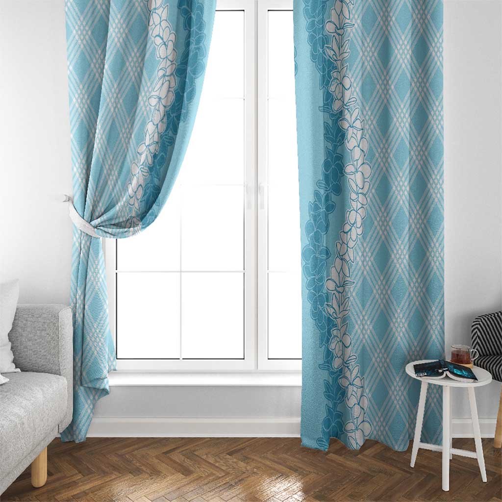 Hawaii Aloha Plumeria Lei Turquoise Palaka Window Curtain LT7 - Polynesian Pride