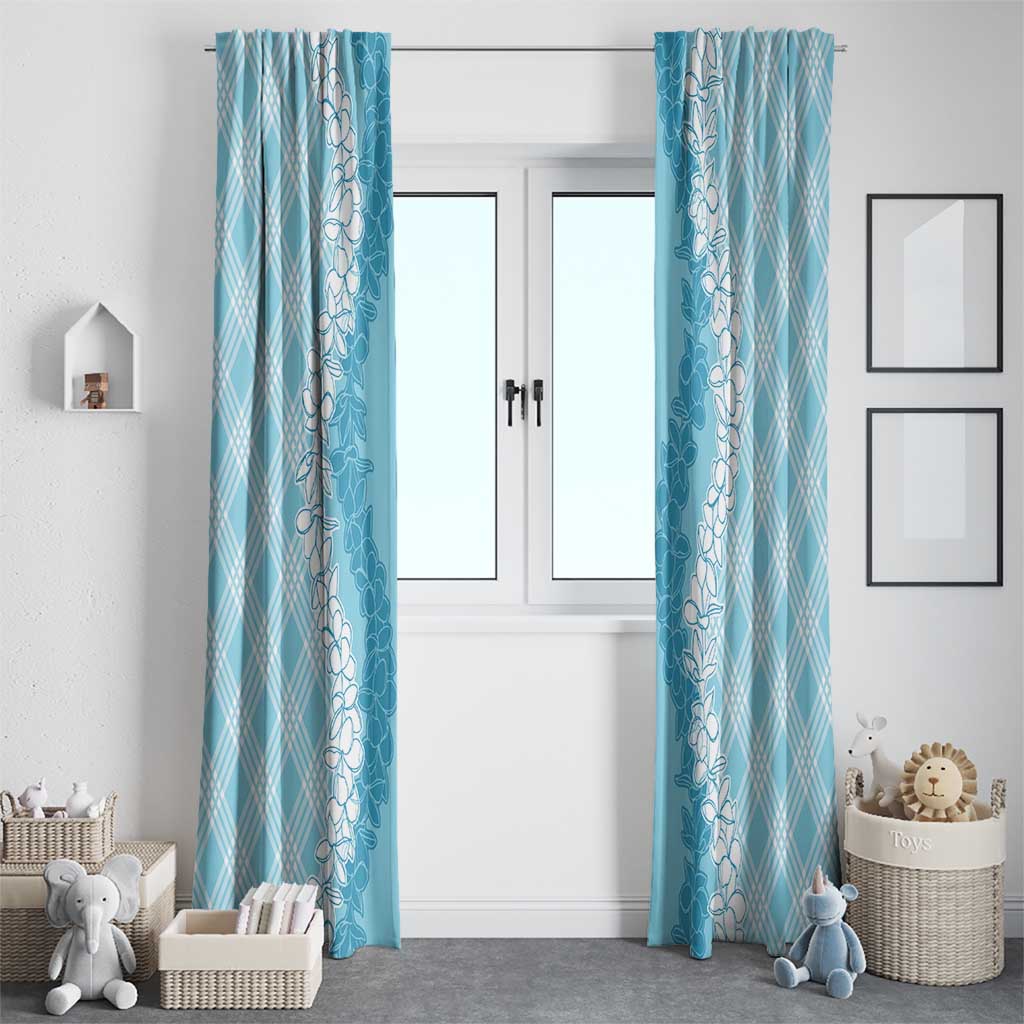 Hawaii Aloha Plumeria Lei Turquoise Palaka Window Curtain LT7 - Polynesian Pride