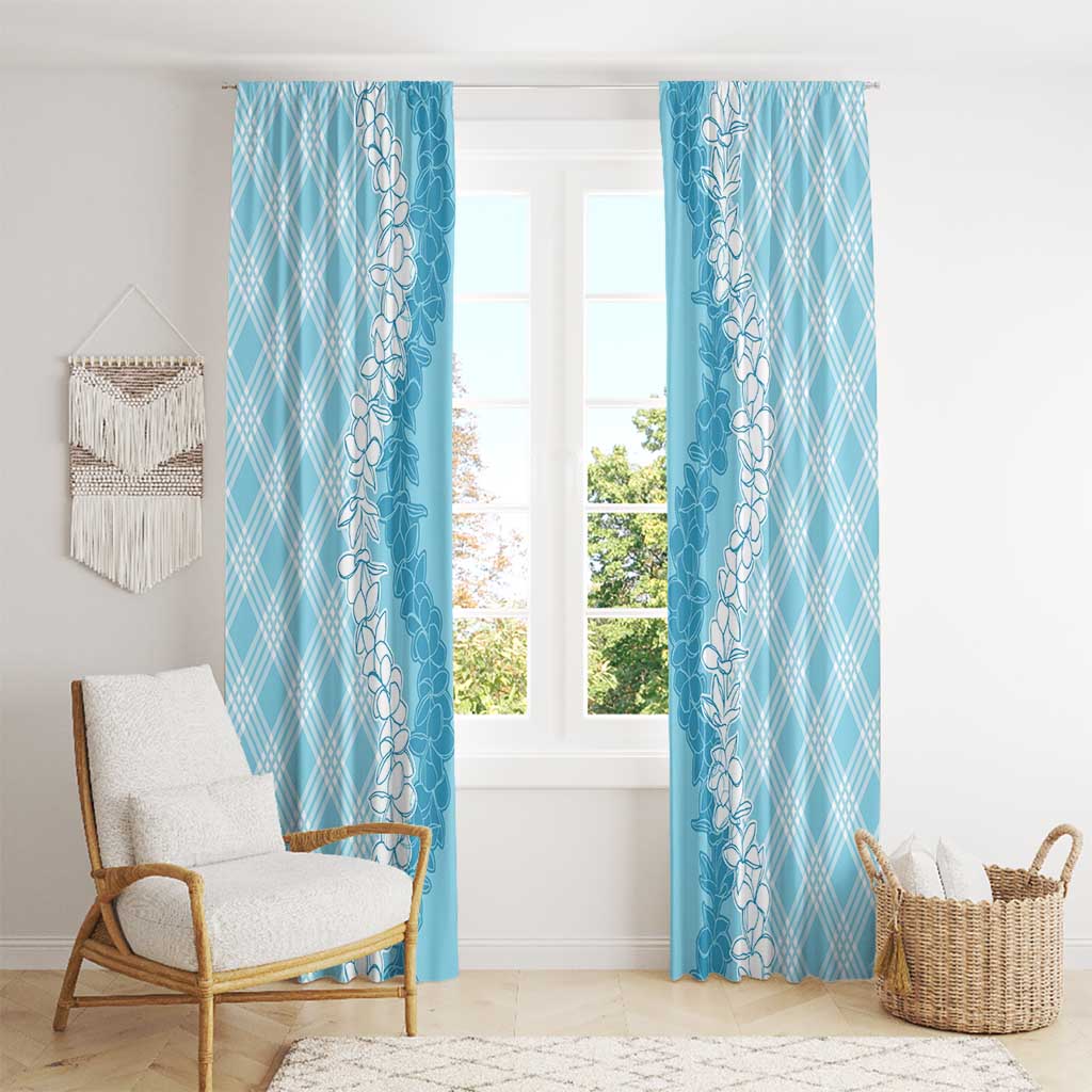 Hawaii Aloha Plumeria Lei Turquoise Palaka Window Curtain LT7 - Polynesian Pride