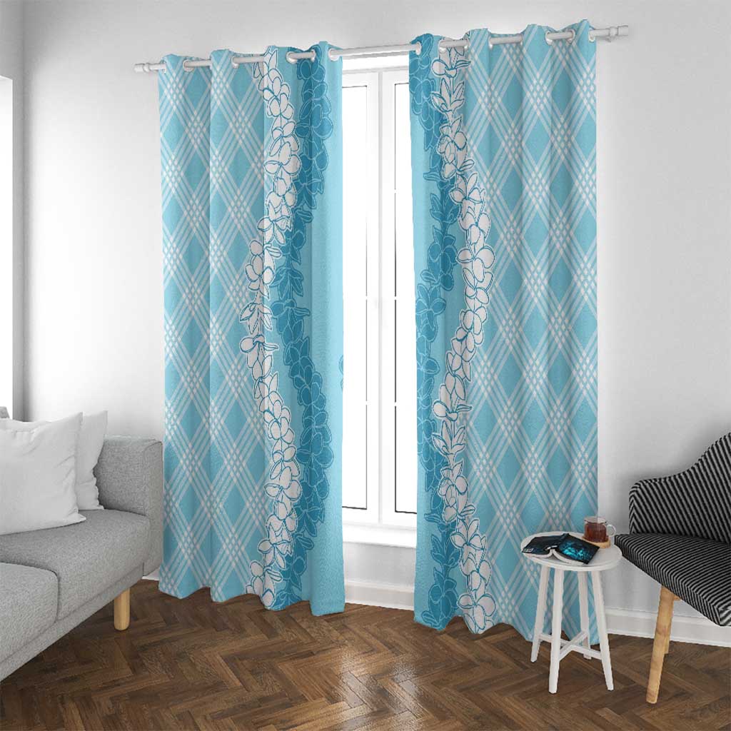 Hawaii Aloha Plumeria Lei Turquoise Palaka Window Curtain LT7 With Grommets Turquoise - Polynesian Pride