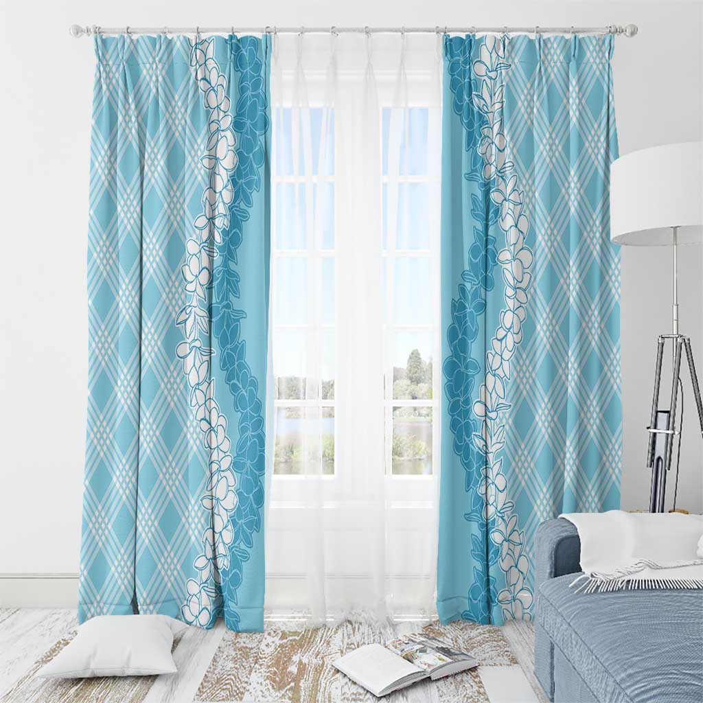 Hawaii Aloha Plumeria Lei Turquoise Palaka Window Curtain LT7 - Polynesian Pride
