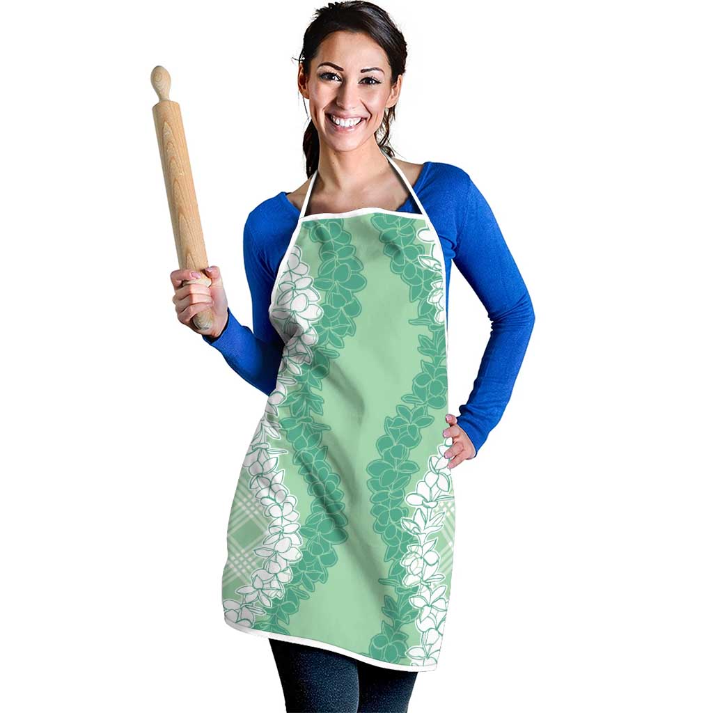 Hawaii Aloha Plumeria Lei Mint Palaka Apron - Polynesian Pride