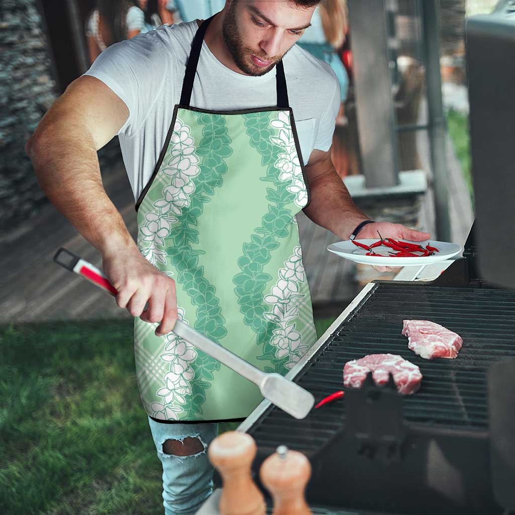 Hawaii Aloha Plumeria Lei Mint Palaka Apron - Polynesian Pride