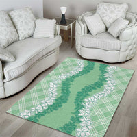 Hawaii Aloha Plumeria Lei Mint Palaka Area Rug - Polynesian Pride