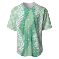 Hawaii Aloha Plumeria Lei Mint Palaka Baseball Jersey LT7 Mint - Polynesian Pride