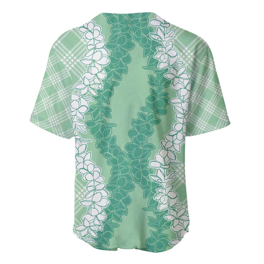 Hawaii Aloha Plumeria Lei Mint Palaka Baseball Jersey LT7 - Polynesian Pride