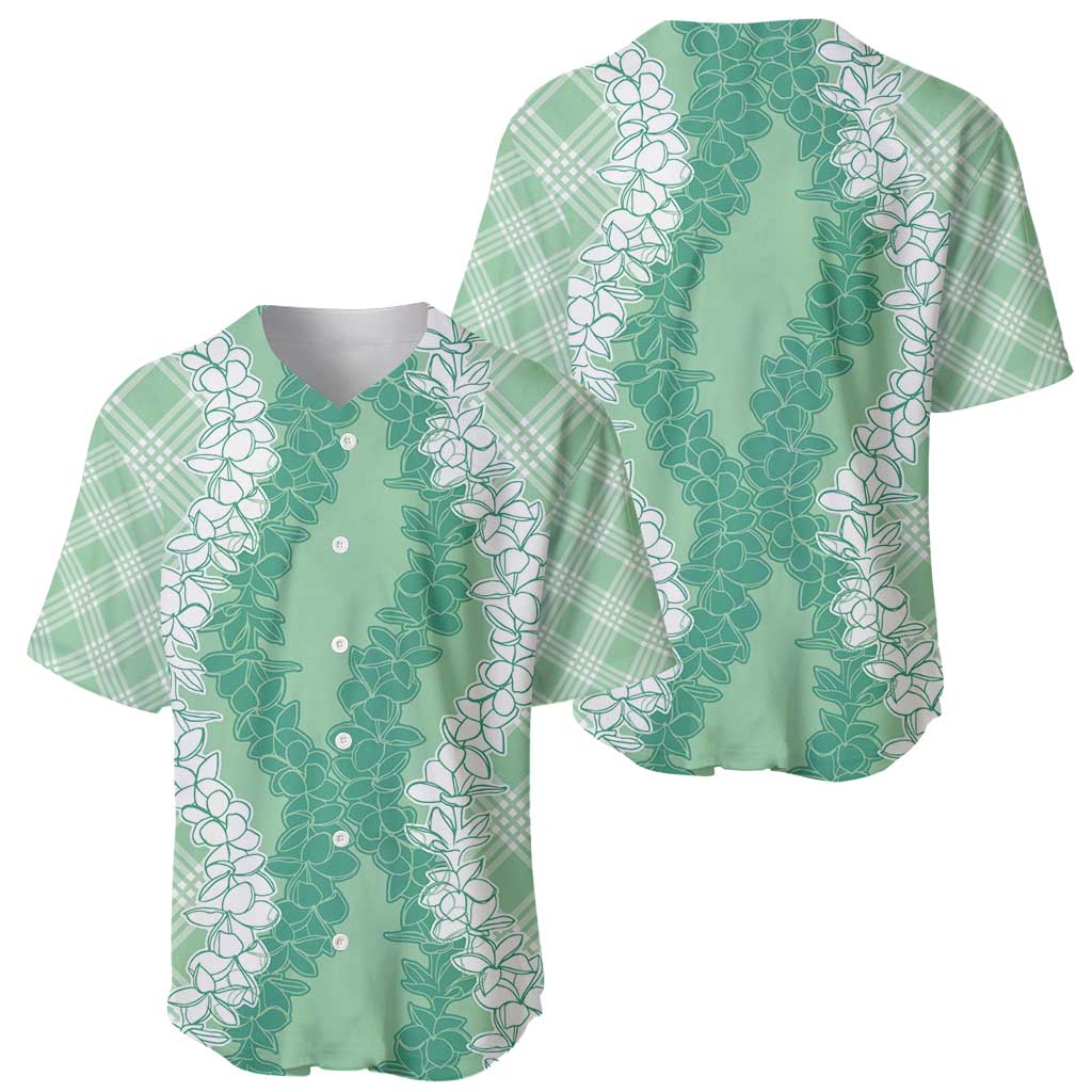 Hawaii Aloha Plumeria Lei Mint Palaka Baseball Jersey LT7 - Polynesian Pride