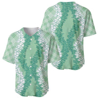 Hawaii Aloha Plumeria Lei Mint Palaka Baseball Jersey LT7 - Polynesian Pride