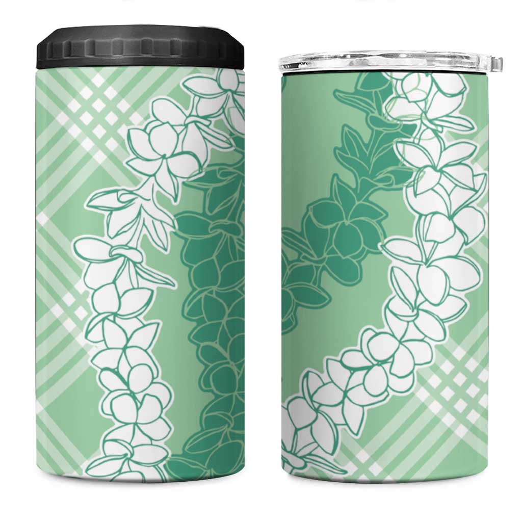 Hawaii Aloha Plumeria Lei Mint Palaka 4 in 1 Can Cooler Tumbler - Polynesian Pride
