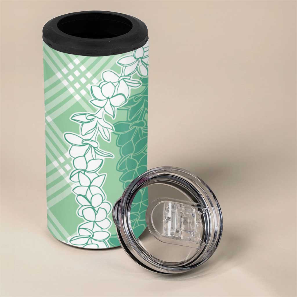 Hawaii Aloha Plumeria Lei Mint Palaka 4 in 1 Can Cooler Tumbler - Polynesian Pride
