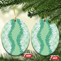 Hawaii Aloha Plumeria Lei Mint Palaka Ceramic Ornament - Polynesian Pride