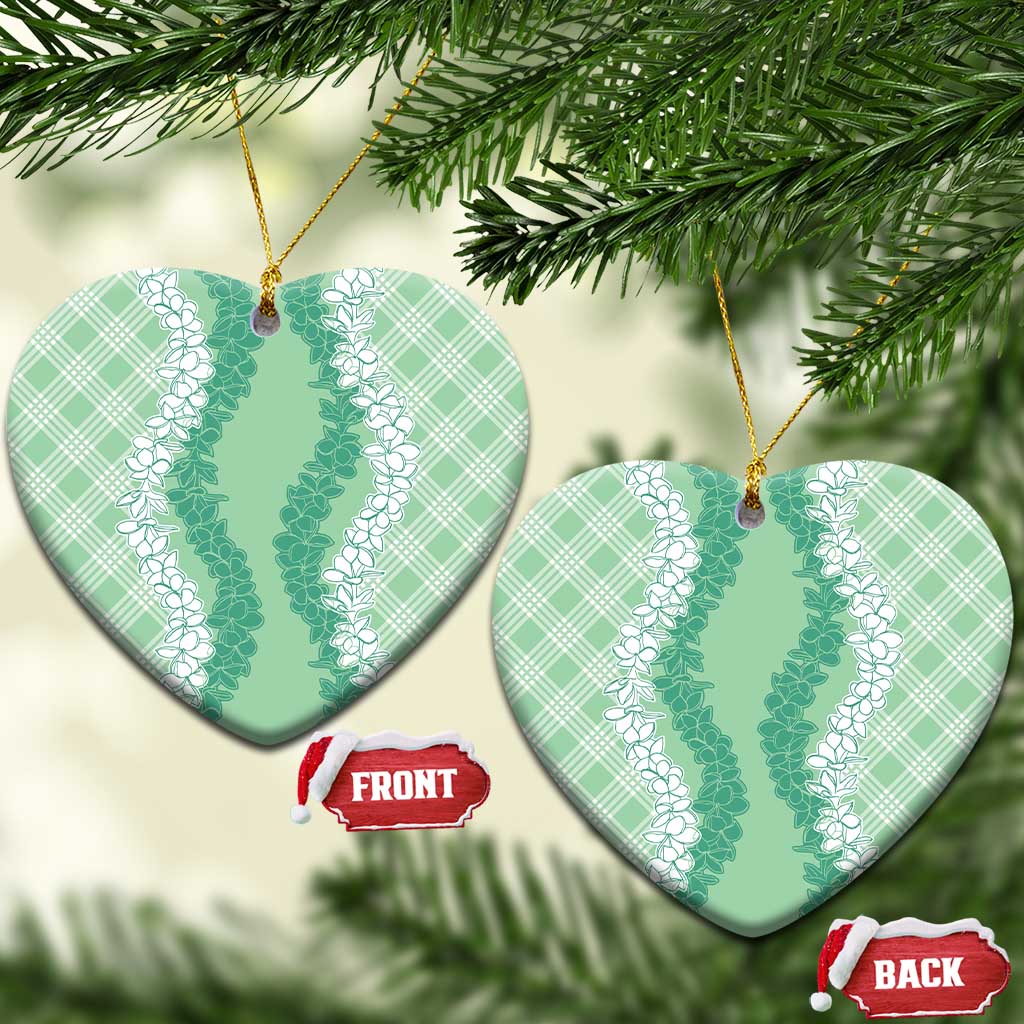 Hawaii Aloha Plumeria Lei Mint Palaka Ceramic Ornament - Polynesian Pride