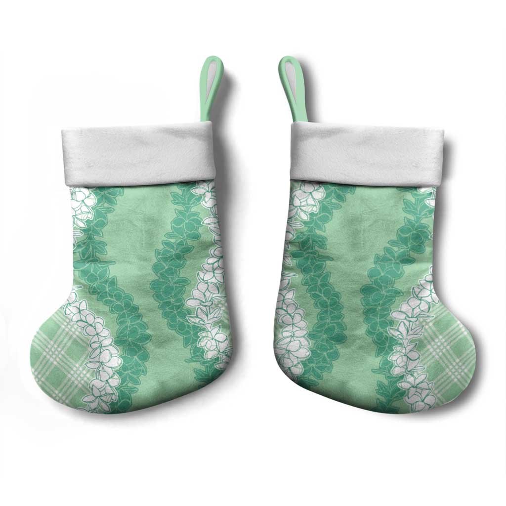Hawaii Aloha Plumeria Lei Mint Palaka Christmas Stocking - Polynesian Pride