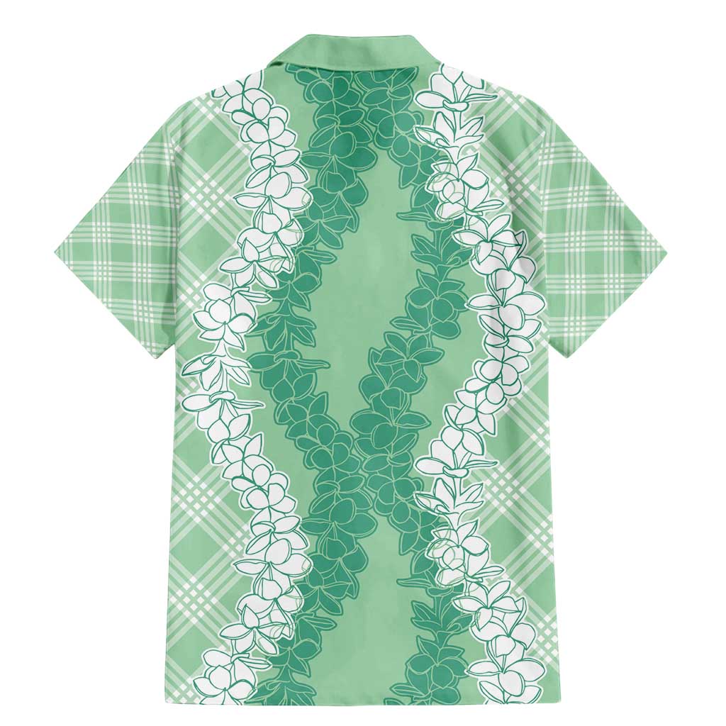 Hawaii Aloha Plumeria Lei Mint Palaka Family Matching Mermaid Dress and Hawaiian Shirt - Polynesian Pride