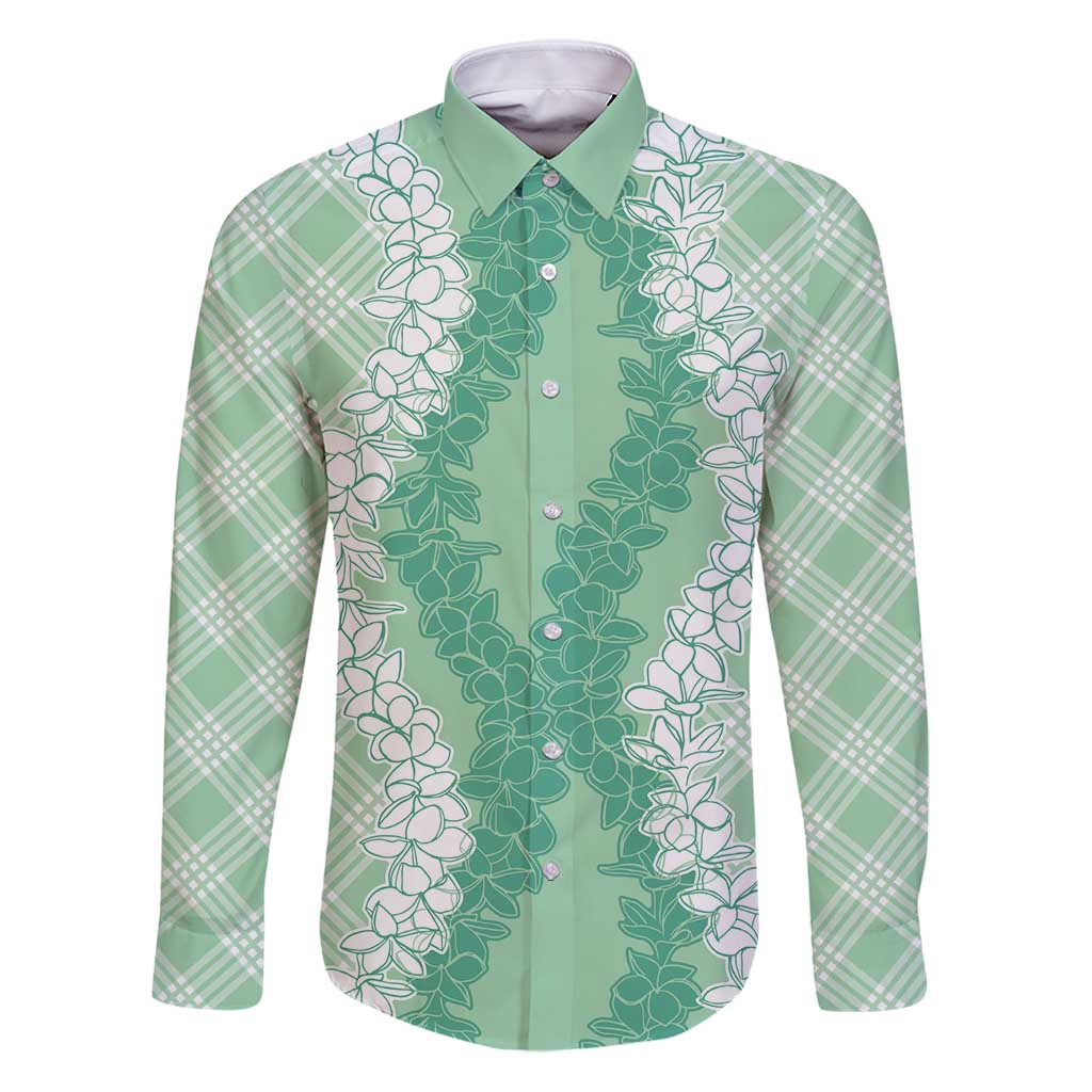 Hawaii Aloha Plumeria Lei Mint Palaka Family Matching Puletasi and Hawaiian Shirt - Polynesian Pride