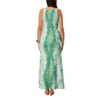 Hawaii Aloha Plumeria Lei Mint Palaka Family Matching Tank Maxi Dress and Hawaiian Shirt - Polynesian Pride