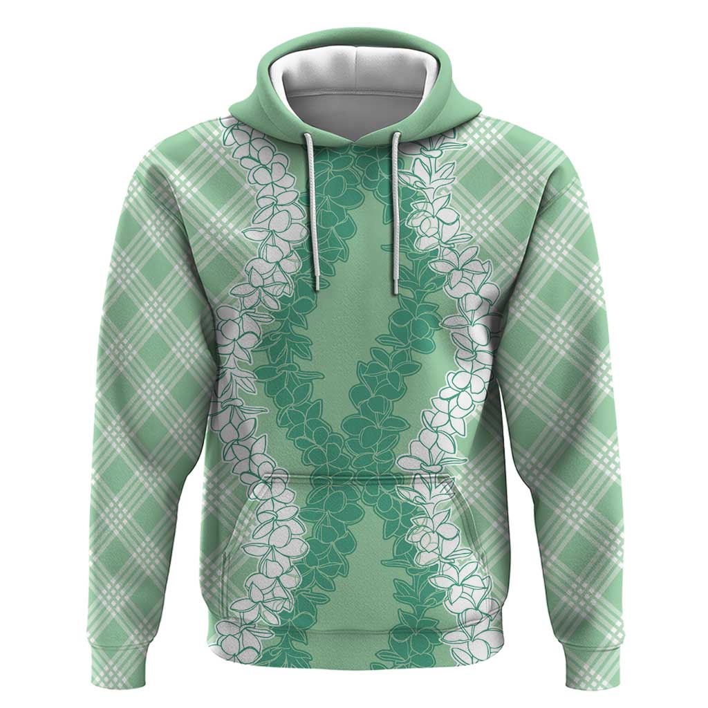 Hawaii Aloha Plumeria Lei Mint Palaka Hoodie - Polynesian Pride