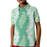 Hawaii Aloha Plumeria Lei Mint Palaka Kid Polo Shirt - Polynesian Pride