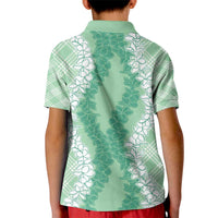 Hawaii Aloha Plumeria Lei Mint Palaka Kid Polo Shirt - Polynesian Pride