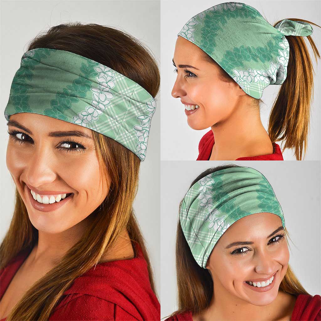 Hawaii Aloha Plumeria Lei Mint Palaka Neck Gaiter LT7 - Polynesian Pride