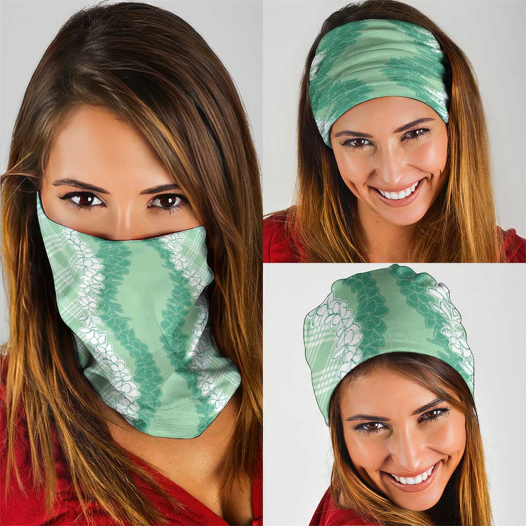 Hawaii Aloha Plumeria Lei Mint Palaka Neck Gaiter LT7 - Polynesian Pride