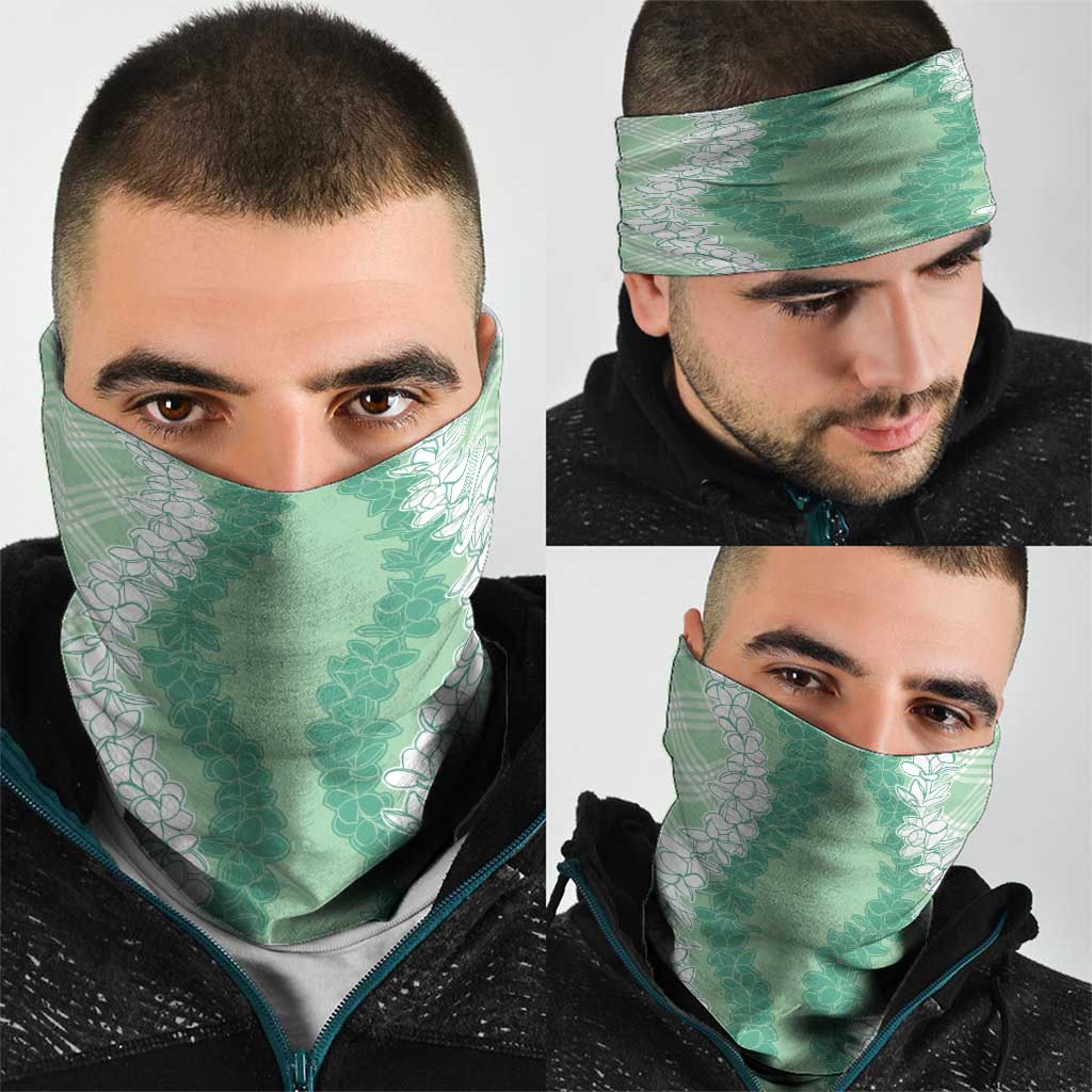 Hawaii Aloha Plumeria Lei Mint Palaka Neck Gaiter LT7 - Polynesian Pride