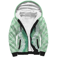 Hawaii Aloha Plumeria Lei Mint Palaka Sherpa Hoodie LT7 Unisex Mint - Polynesian Pride