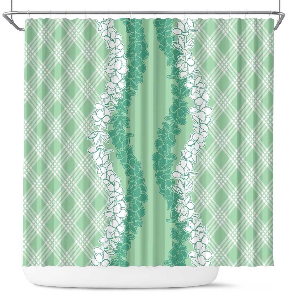 Hawaii Aloha Plumeria Lei Mint Palaka Shower Curtain LT7 Mint - Polynesian Pride