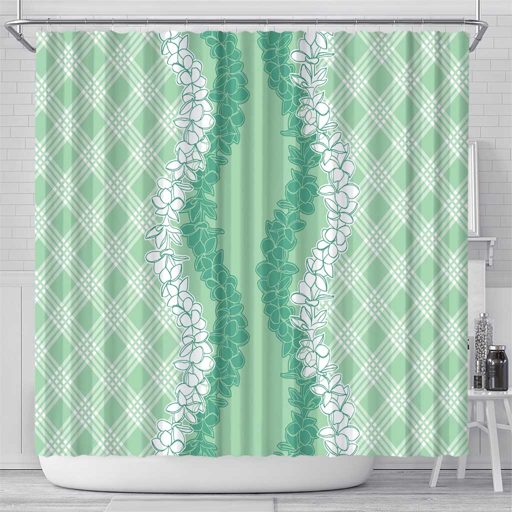 Hawaii Aloha Plumeria Lei Mint Palaka Shower Curtain LT7 - Polynesian Pride
