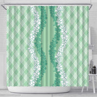 Hawaii Aloha Plumeria Lei Mint Palaka Shower Curtain LT7 - Polynesian Pride