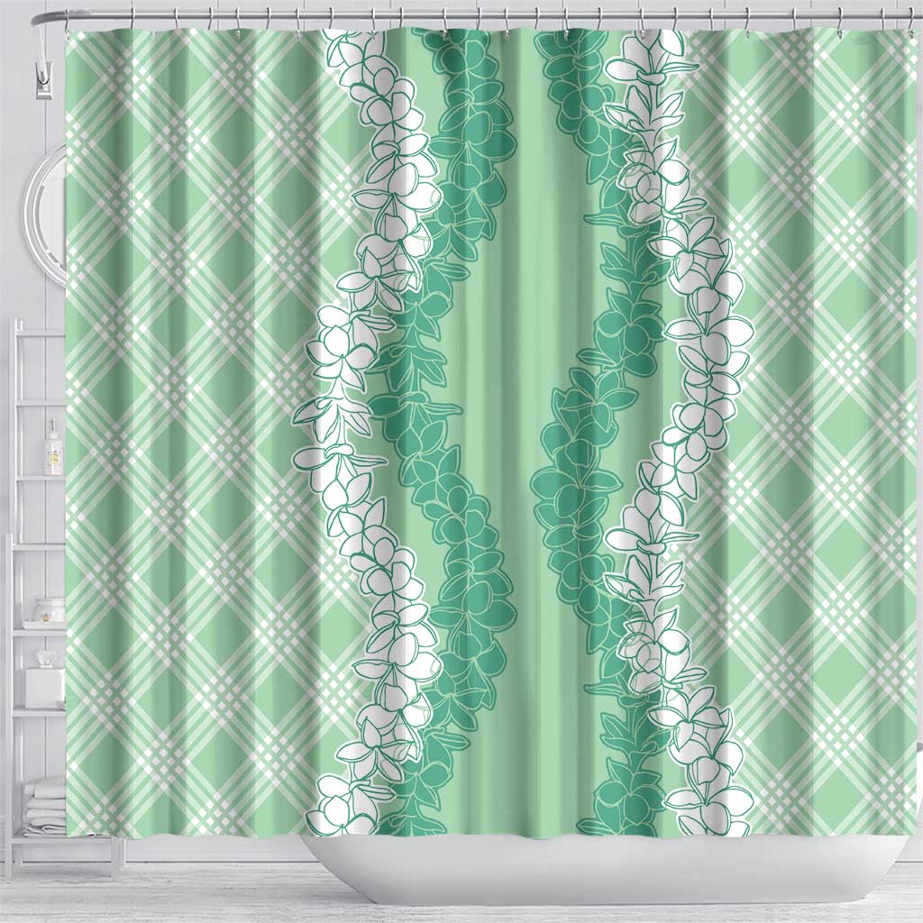 Hawaii Aloha Plumeria Lei Mint Palaka Shower Curtain LT7 - Polynesian Pride