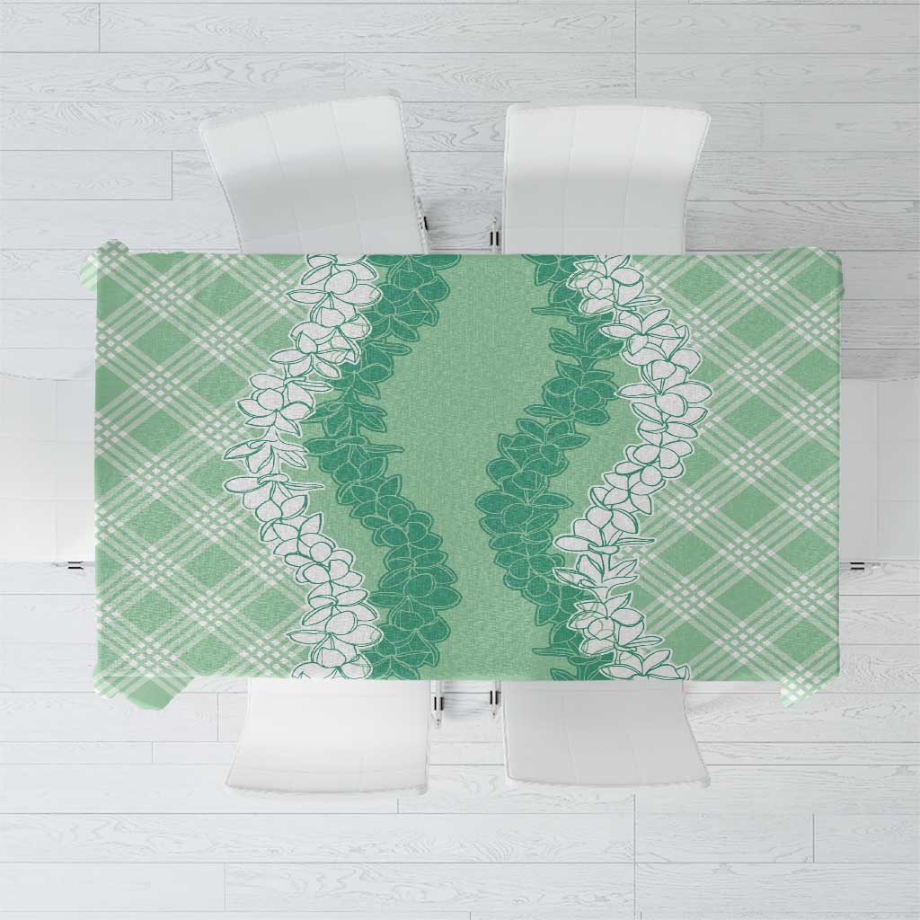 Hawaii Aloha Plumeria Lei Mint Palaka Tablecloth - Polynesian Pride