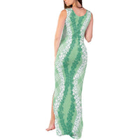 Hawaii Aloha Plumeria Lei Mint Palaka Tank Maxi Dress - Polynesian Pride