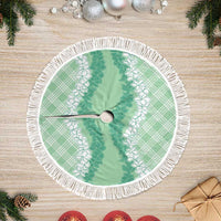 Hawaii Aloha Plumeria Lei Mint Palaka Tree Skirt - Polynesian Pride