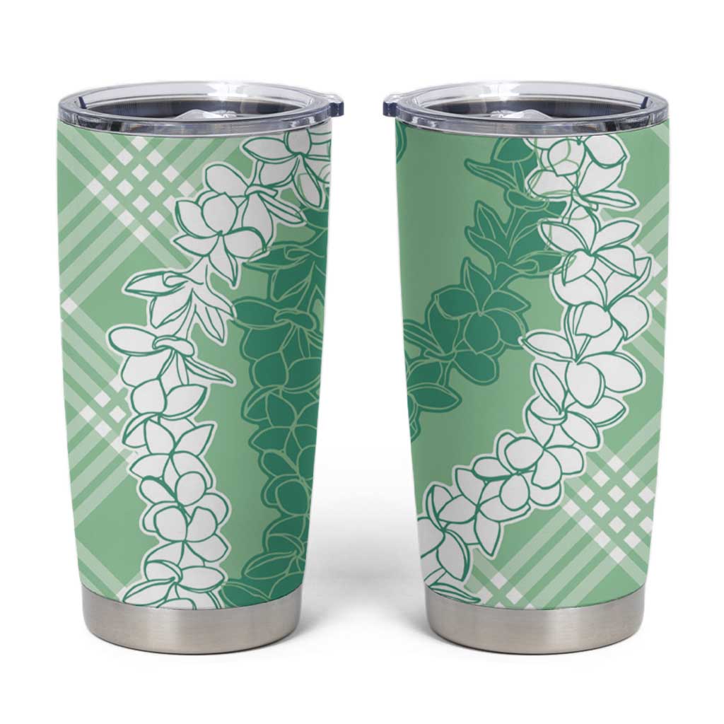 Hawaii Aloha Plumeria Lei Mint Palaka Tumbler Cup - Polynesian Pride