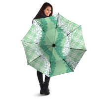 Hawaii Aloha Plumeria Lei Mint Palaka Umbrella - Polynesian Pride