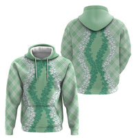 Hawaii Aloha Plumeria Lei Mint Palaka Zip Hoodie - Polynesian Pride