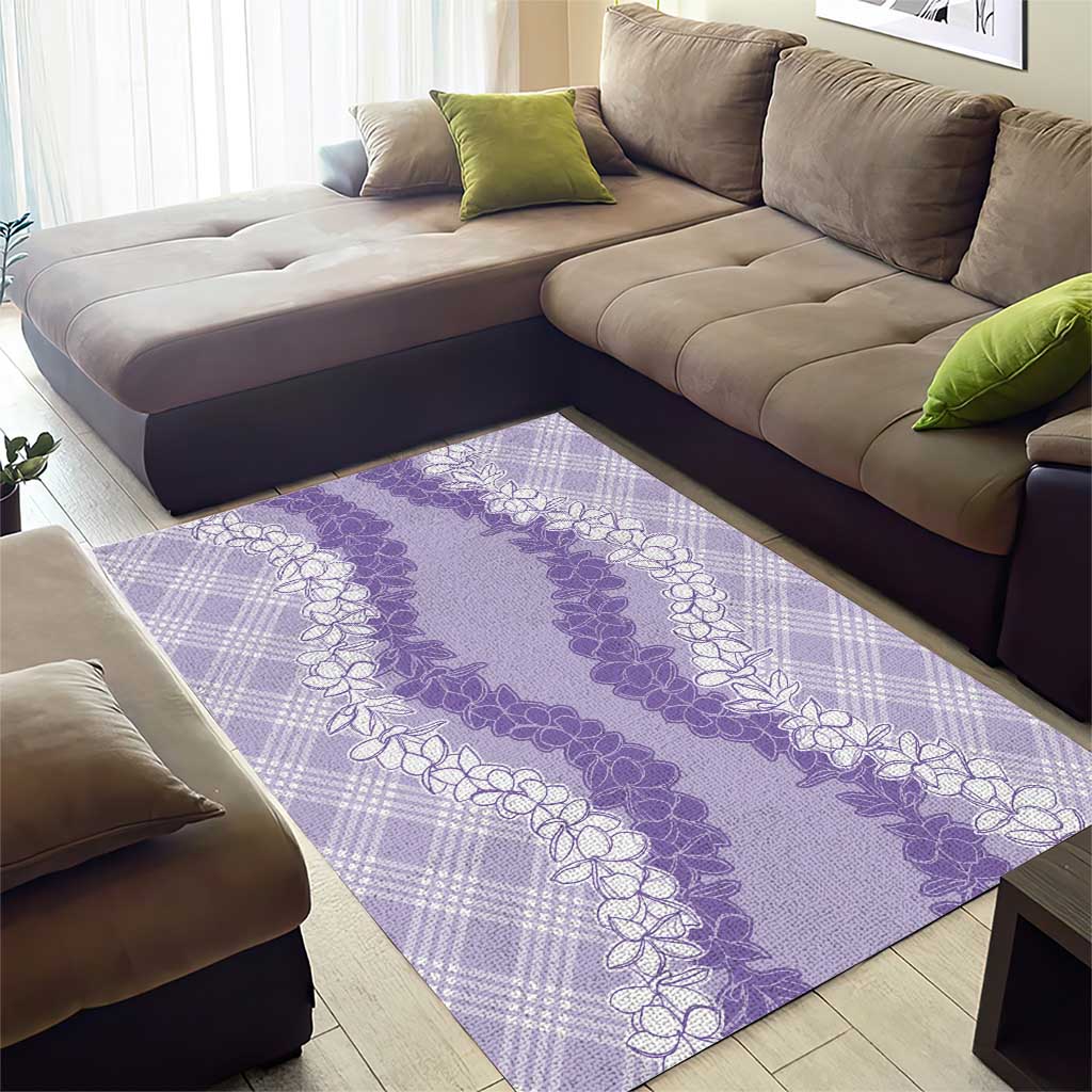 Hawaii Aloha Plumeria Lei Lavender Palaka Area Rug - Polynesian Pride