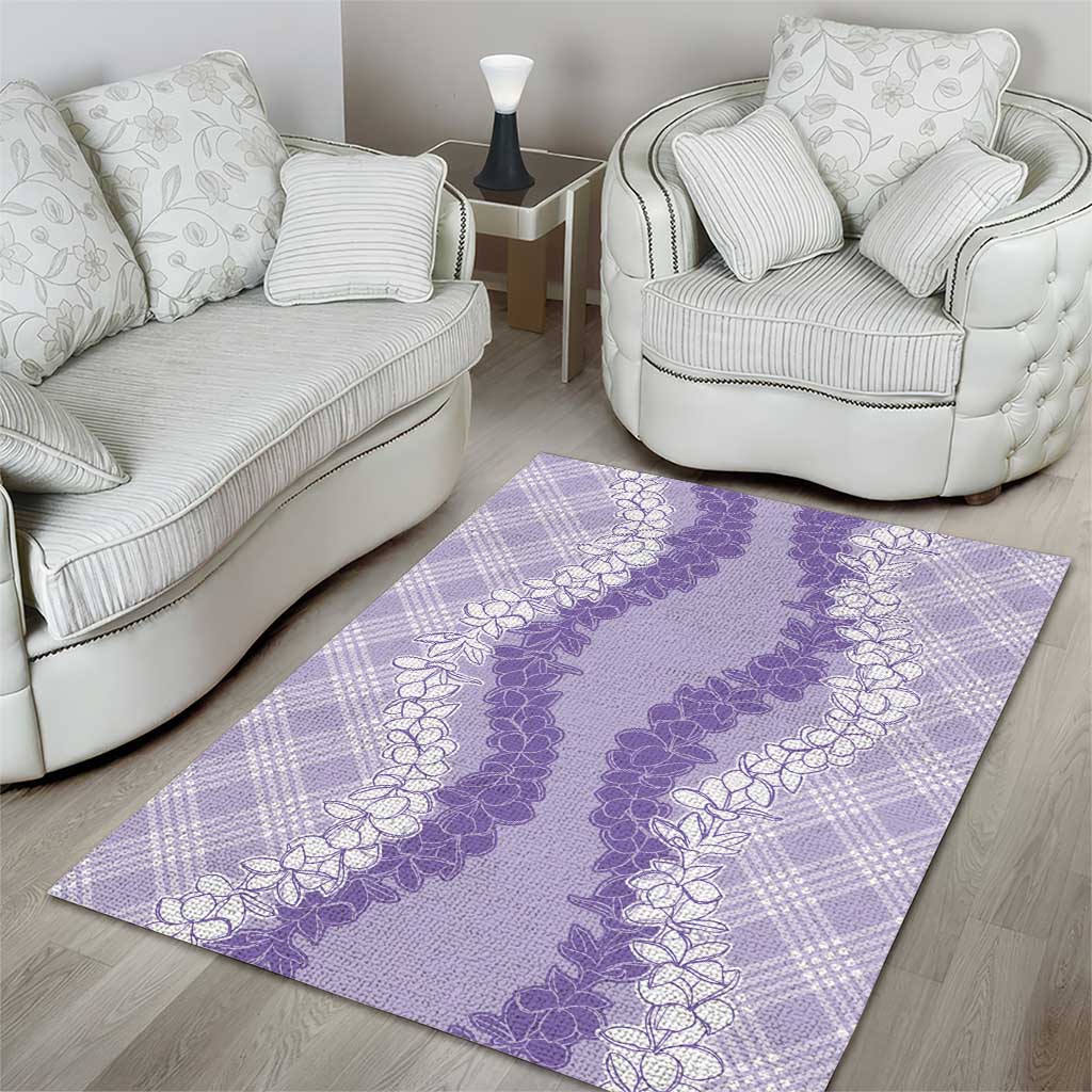 Hawaii Aloha Plumeria Lei Lavender Palaka Area Rug - Polynesian Pride