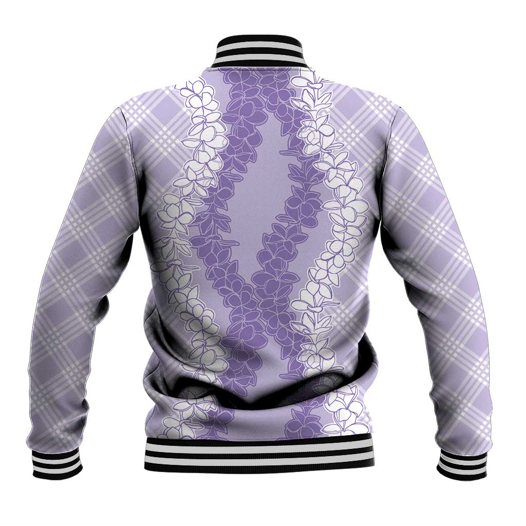 Hawaii Aloha Plumeria Lei Lavender Palaka Baseball Jacket - Polynesian Pride