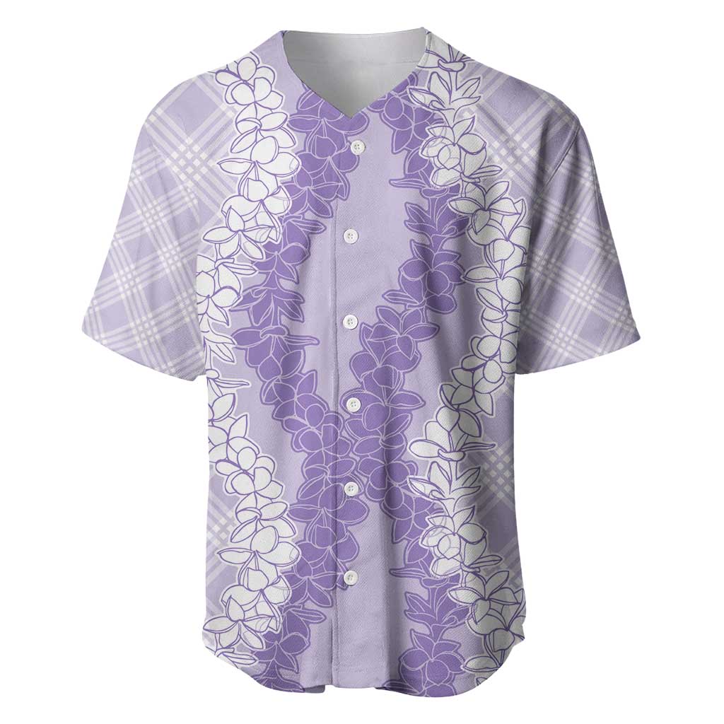 Hawaii Aloha Plumeria Lei Lavender Palaka Baseball Jersey LT7 Lavender - Polynesian Pride