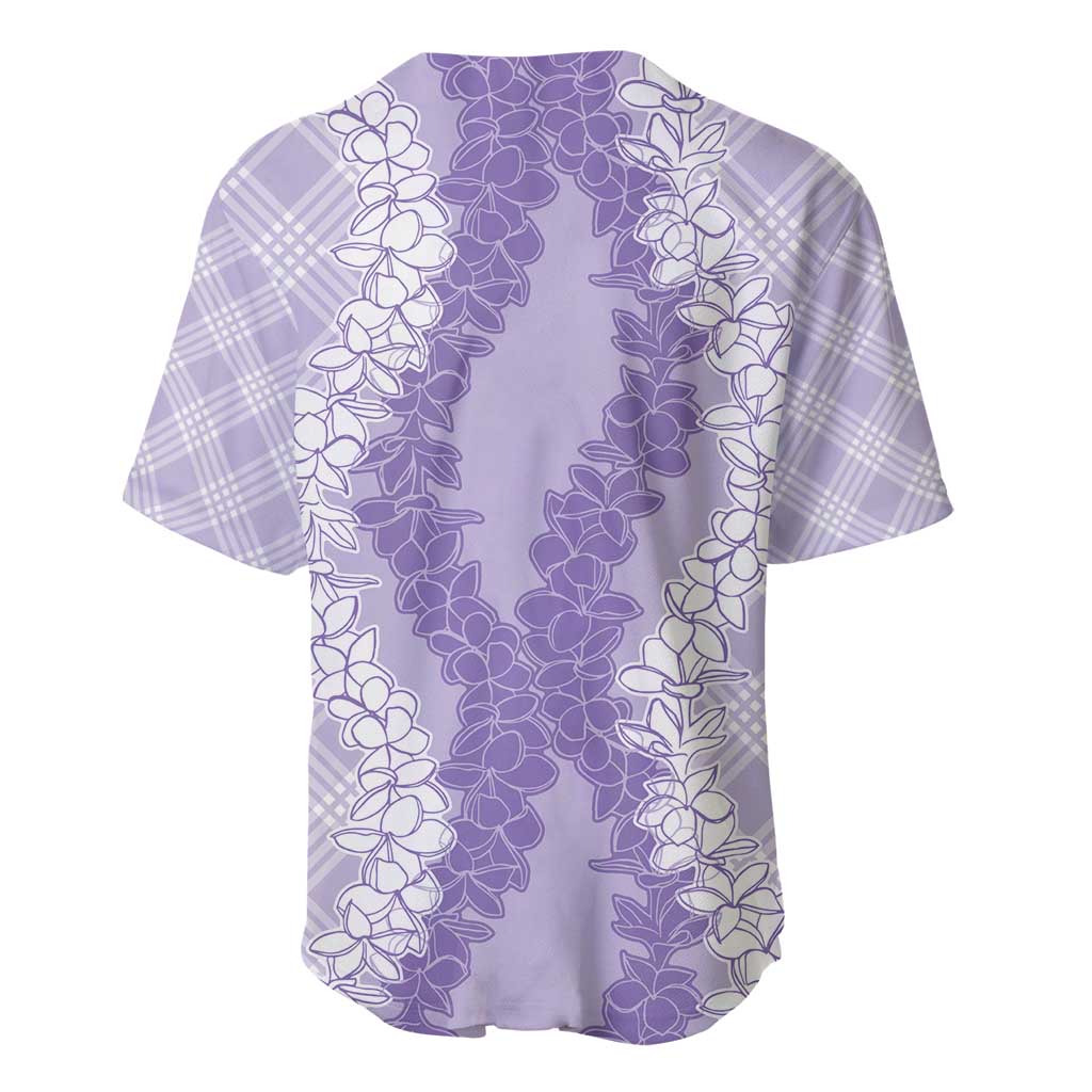 Hawaii Aloha Plumeria Lei Lavender Palaka Baseball Jersey LT7 - Polynesian Pride