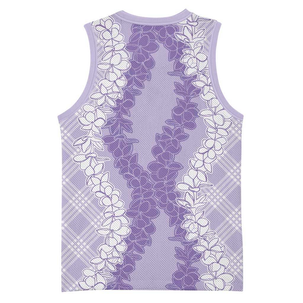 Hawaii Aloha Plumeria Lei Lavender Palaka Basketball Jersey LT7 - Polynesian Pride