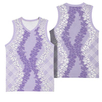 Hawaii Aloha Plumeria Lei Lavender Palaka Basketball Jersey LT7 - Polynesian Pride