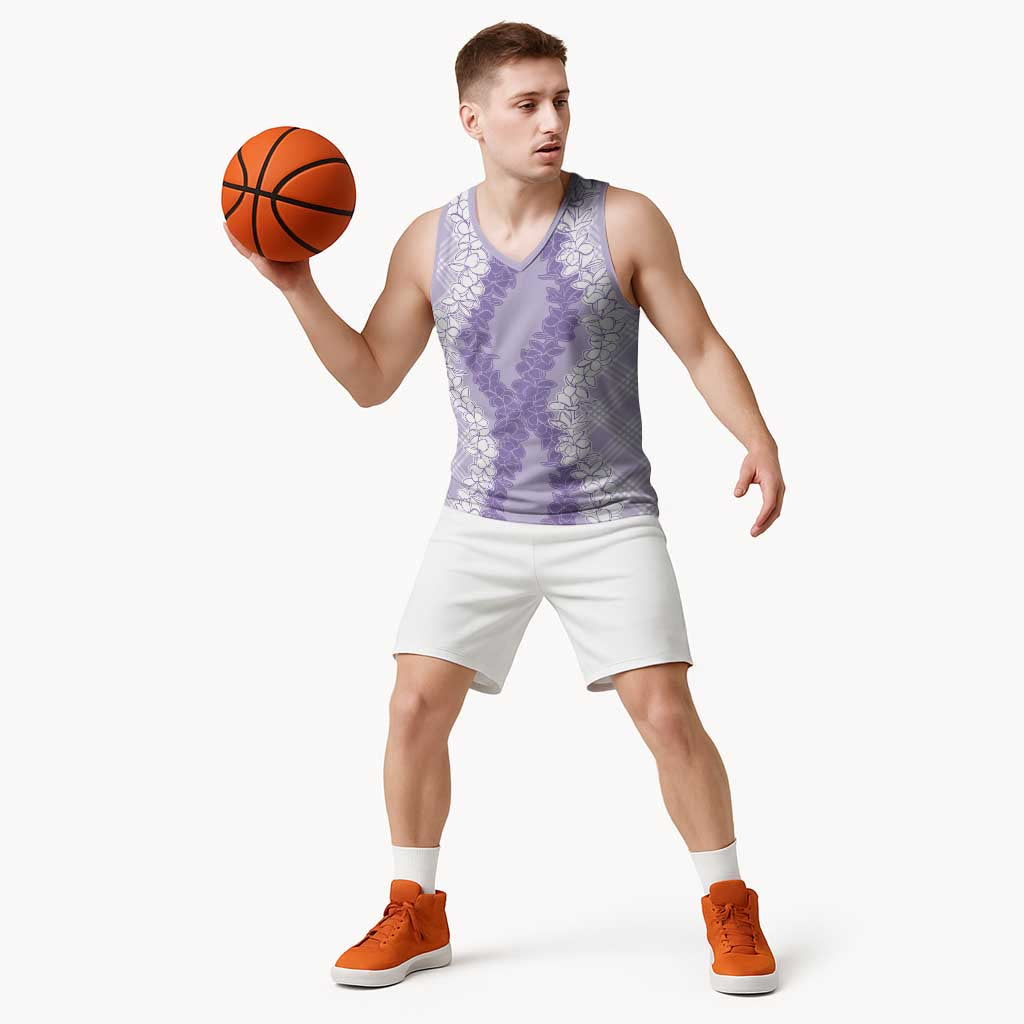 Hawaii Aloha Plumeria Lei Lavender Palaka Basketball Jersey LT7 - Polynesian Pride