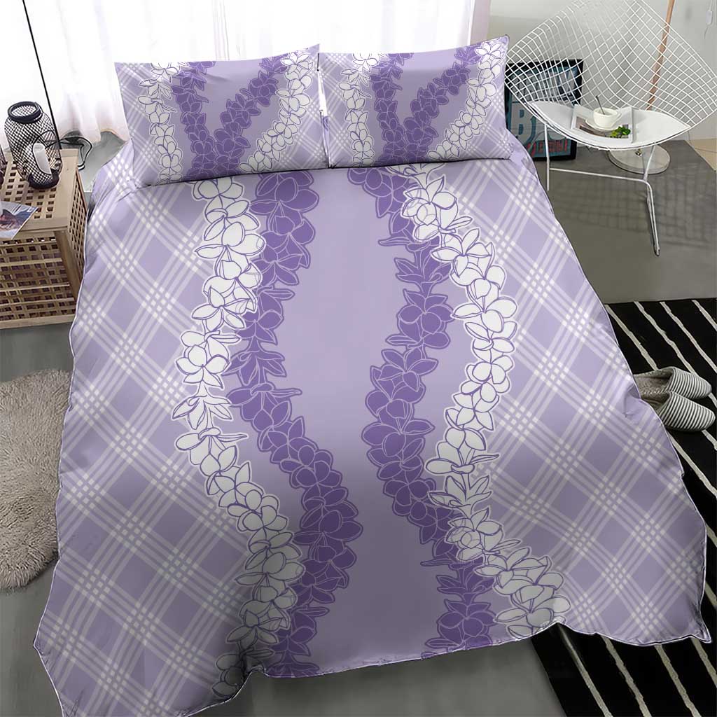 Hawaii Aloha Plumeria Lei Lavender Palaka Bedding Set - Polynesian Pride