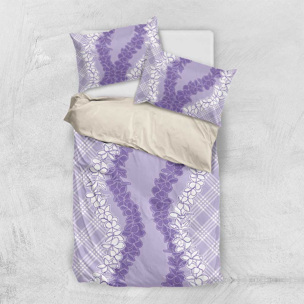 Hawaii Aloha Plumeria Lei Lavender Palaka Bedding Set - Polynesian Pride