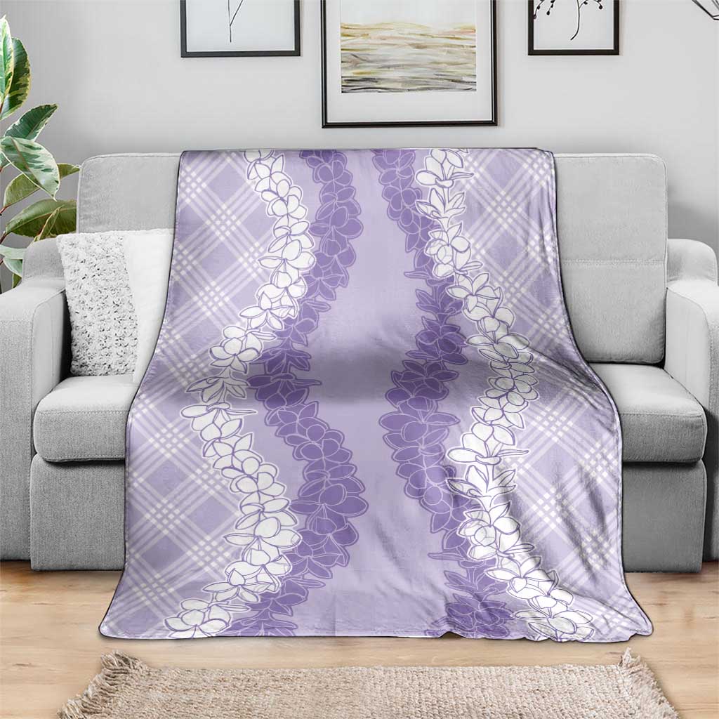 Hawaii Aloha Plumeria Lei Lavender Palaka Blanket LT7 - Polynesian Pride