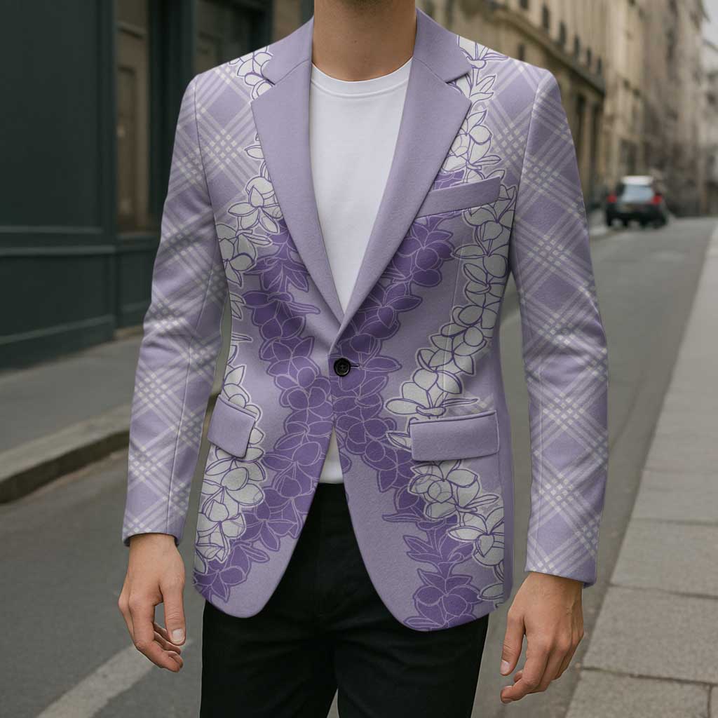 Hawaii Aloha Plumeria Lei Lavender Palaka Blazer LT7 - Polynesian Pride